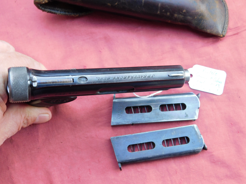 Sauer Pistole Modell 1913, Kal. 7,65 Br, mit Reservemagazin und orig. Tasche, top Zustand – Bild 3