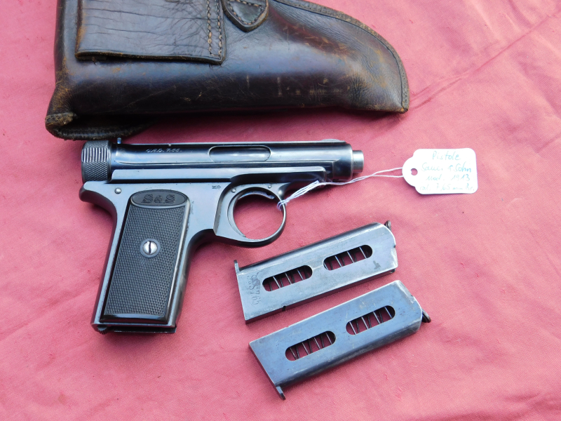 Sauer Pistole Modell 1913, Kal. 7,65 Br, mit Reservemagazin und orig. Tasche, top Zustand – Bild 2