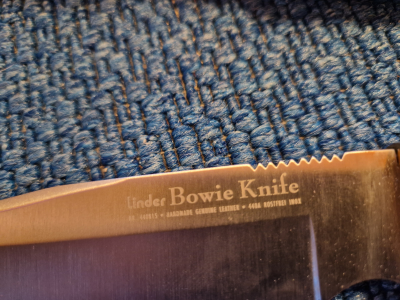 Unbenutztes Linder Bowie Knife, Klingenlänge ca. 15 cm. inkl. Tasche, 440A INOX – Bild 3