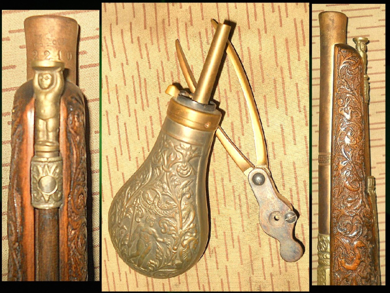 === seltene(Prunk)-Steinschlosspistole Renaldini/Zanotti inkl.orig. Zubehör Kugelzange/Pulverflasche – Bild 5