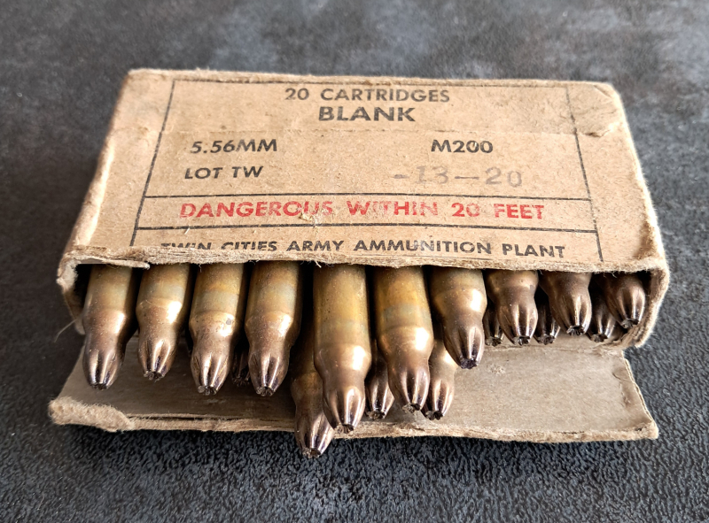 Sammlermunition 5,56 mm Platzpatronen M200 20 Stück, ca. 1980 – Bild 2