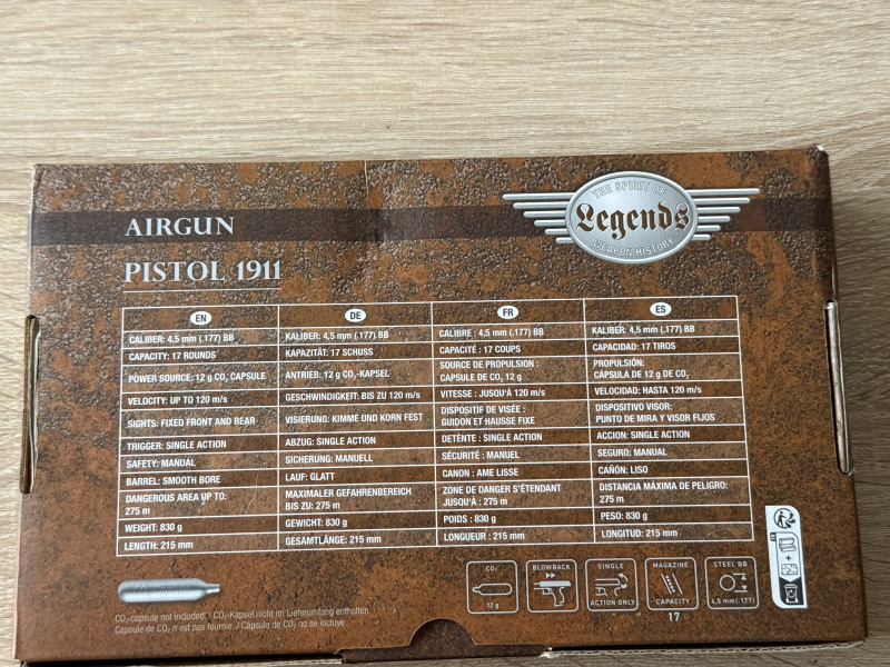 Legends Colt Government 1911 im Antikfinish - 1. WK !!! 4,5mm BB Blowback Neu und OVP – Bild 6