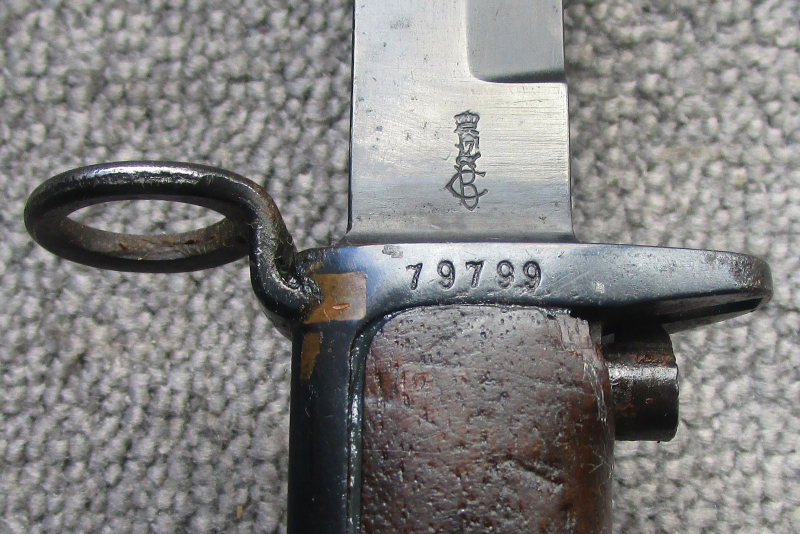 Norwegisches Krag Jörgensen Bajonett Seitengewehr M.1894 Wehrmacht Kongsberg mit Koppelschuh frühes – Bild 4