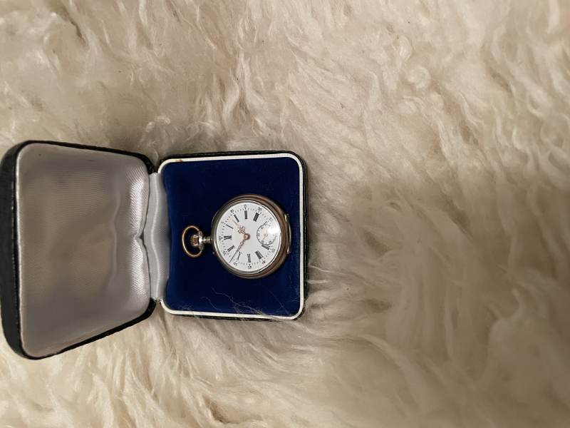 Silberne Taschenuhr mit Schatulle – Bild 4
