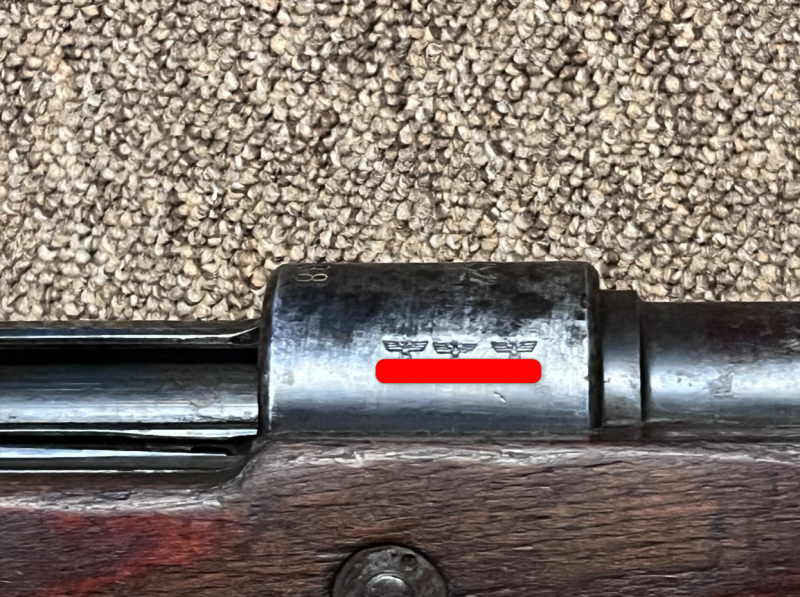 gebrauchte Repetierbüchse K 98 Hersteller Mauser S/42 1938, viele Stempel – Bild 3