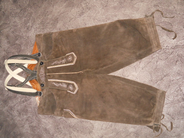 Lederhose mit Trägern Hirschleder – slika 1