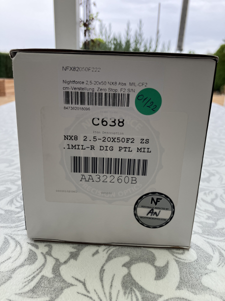 Nightforce NX8 2,5-20x50, 2. BE, MIL—CF2 Absehen – Bild 5