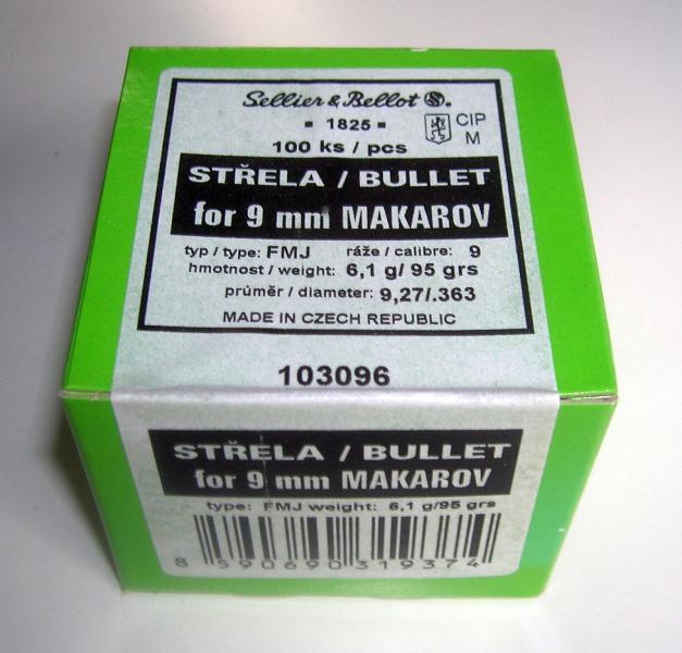 100 Geschosse S & B - 9 mm Makarov (.363) - 95 grs. / FMJ – Bild 1