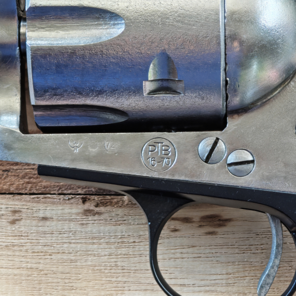 HS 121 A2 Schreckschuss Revolver PTB 16-70 1873 Cattleman Stahlrahmen Ganzstahl – Bild 4