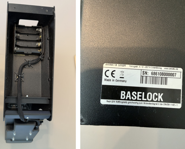 Armatix Waffentresor Baselock zugelassen Sicherheitsstufe 0 Kurzwaffe + Magazin .45ACP Waffenhalter – Bild 5