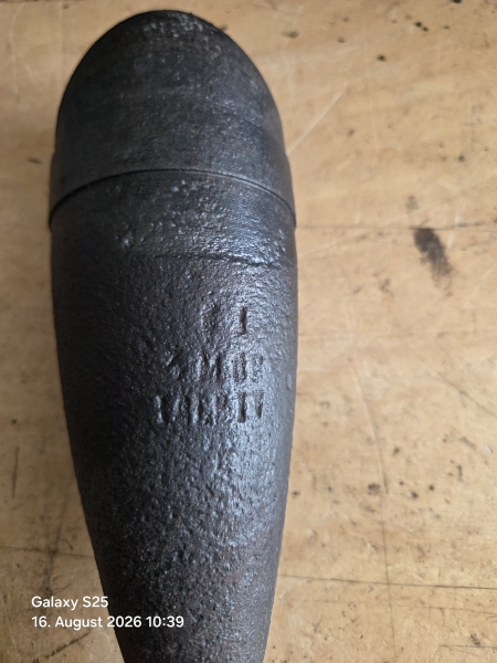 Englische 8 cm Werfer Granate ohne Zünder (Bombe Bodenfund Granate Zünder) – Bild 2