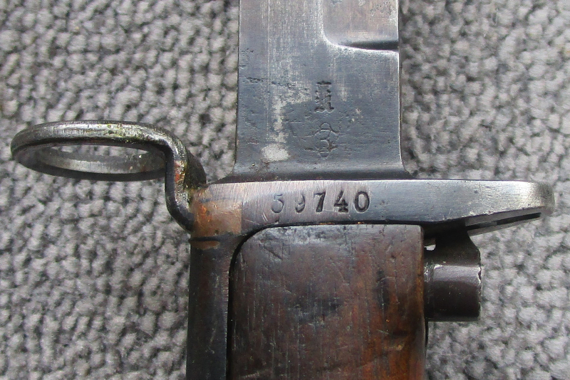 Norwegisches Krag Jörgensen Bajonett Seitengewehr M.1894 Wehrmacht Kongsberg mit Koppelschuh defekt – Bild 3