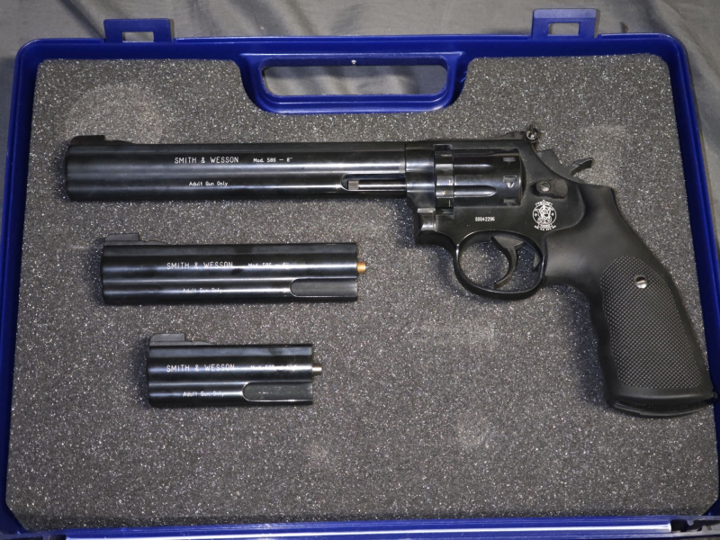 Co2 Revolver Smith & Wesson 586 - 4-6-8 Zoll brüniert 4,5 mm Diabolo (P18) Komplettset – Bild 2
