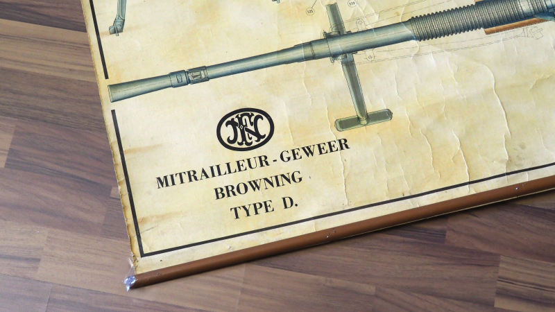 Sammlerstück ! Schautafel / Lehrtafel "Browning M1918 BAR" Automatic-Rifle "Type D", WK2, TOP ! – Bild 4