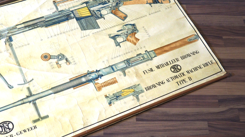 Sammlerstück ! Schautafel / Lehrtafel "Browning M1918 BAR" Automatic-Rifle "Type D", WK2, TOP ! – Bild 5