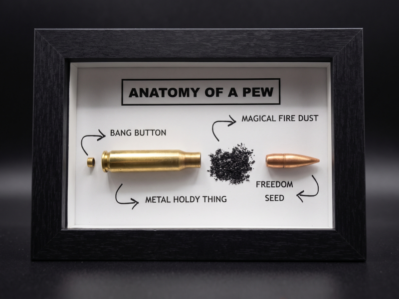 ANATOMY OF A PEW 7,62x51 .308 WIN kein wk2 Schaukasten Geschenk MUNITIONSDISPLAY – Bild 1