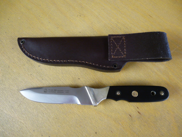 Puma Messer - 2+2 Raubwild - Nr. 11 3403 - schwarze Griffschalen - Lederscheide in OVP - Prototyp – Bild 3