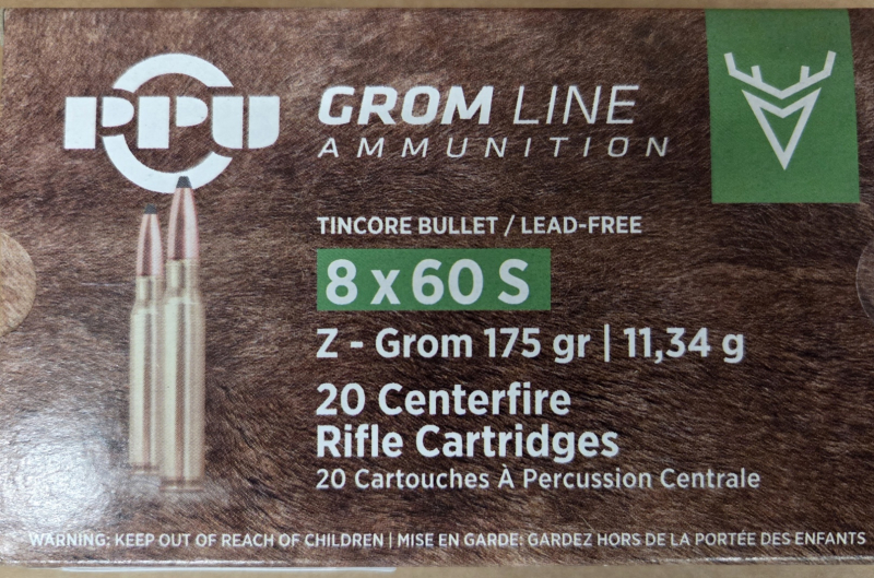 8x60 S/175 grs. PPU Z-Grom Bleifrei 20 stk. A-648 – Bild 1