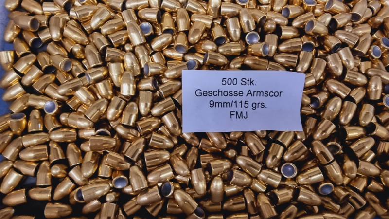 9mm/115grs Geschosse Armscor FMJ 2000 Stk. – Bild 1
