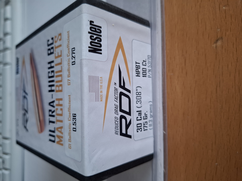 82 Geschosse Nosler RDF HPBT Dia. 308 mit 175 grain OVP Top Neu keine Berger Hornady – Bild 1