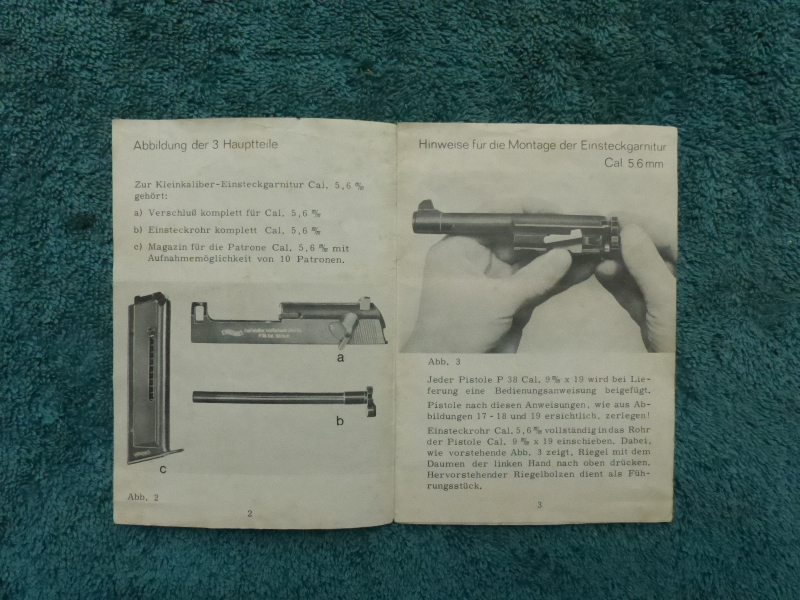 P38 Walther,originale Bedienungsanleitung für KK-Einstecksystem – Bild 2