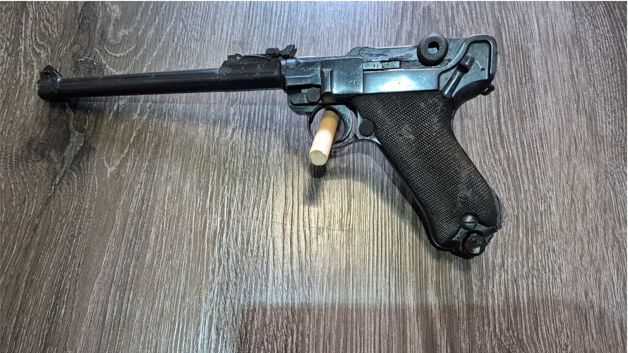 DWM Lange Pistole 08 Artillerie (ARI) mit Leder-Holster & Anschlagschaft – Aus Sammlung – Guter Zust – Bild 1