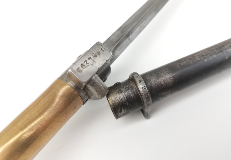Französisches Lebel Bajonett Mle. 1886-15 Messinggriff, nummerngleich (Lebel, Berthier, Chassepot) – Bild 2