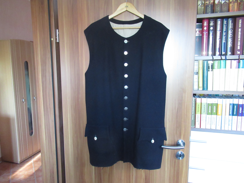 Siedler Waistcoat schwarze Wolle, Glöße L gefüttert 1750 Replikat – Bild 1