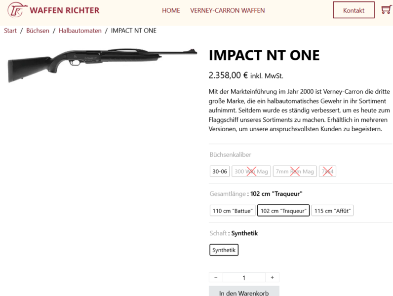Verney Carron Impact NT ONE Traqueur 30-06 SLB Selbstladebüchse Dentler super Zustand Drückjagd – Bild 5