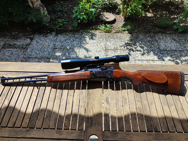 Brno ZH Bockdoppelbüchse 7x65 R / 7x65 R // Blaser Brückenschwenkmontage // Docter 3-12x56 VZF – Bild 1