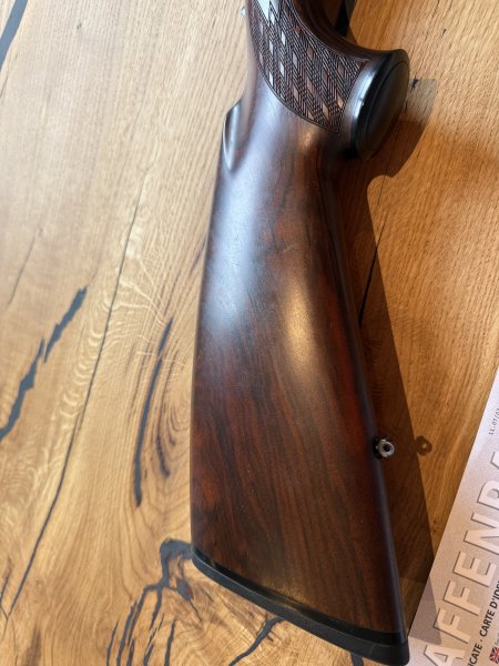 Blaser BBF BS 95 im Kaliber 7x57R/12/76 mit Keppler Einstecklauf 5,6x50R, super Zustand, Luxus Holz – Bild 4