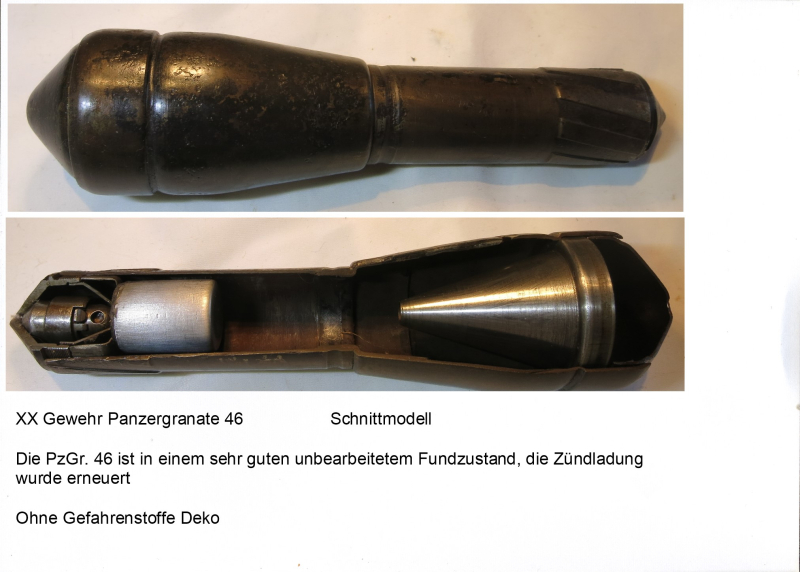 Seltene XX Gewhr Panzergranate 46 ,,, Schnittmodell,,, Deko – Bild 1