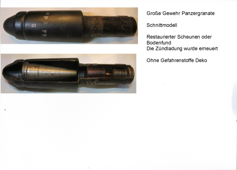 Große Gewehr Panzergranate,,, Schnittmodell,,, Deko – Bild 1