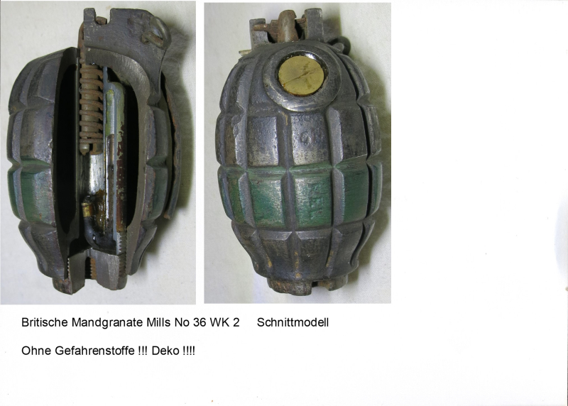 Handgranate Mills No 36,,, WK 2,,, Schnittmodell,,, Deko – Bild 1
