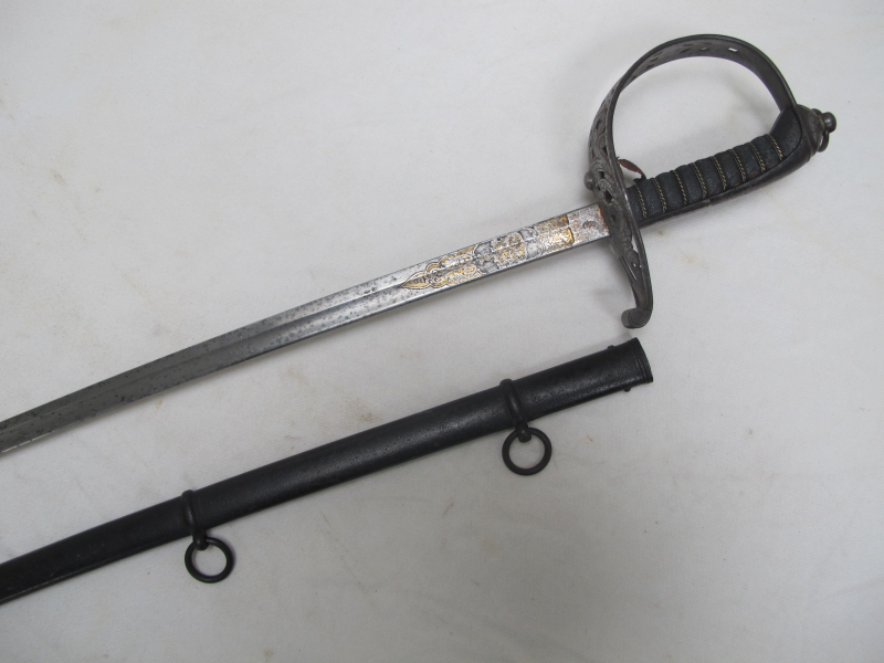 Württemberg Kavallerie Offizierssäbel Modell 1859 mit Ring am Knauf, Damast Klinge, Ludwigsburg – Bild 1