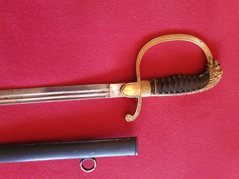 Original Bayrischer Löwenkopf Infanterie interims Extra Degen für Offiziere mit Scheide – Bild 2
