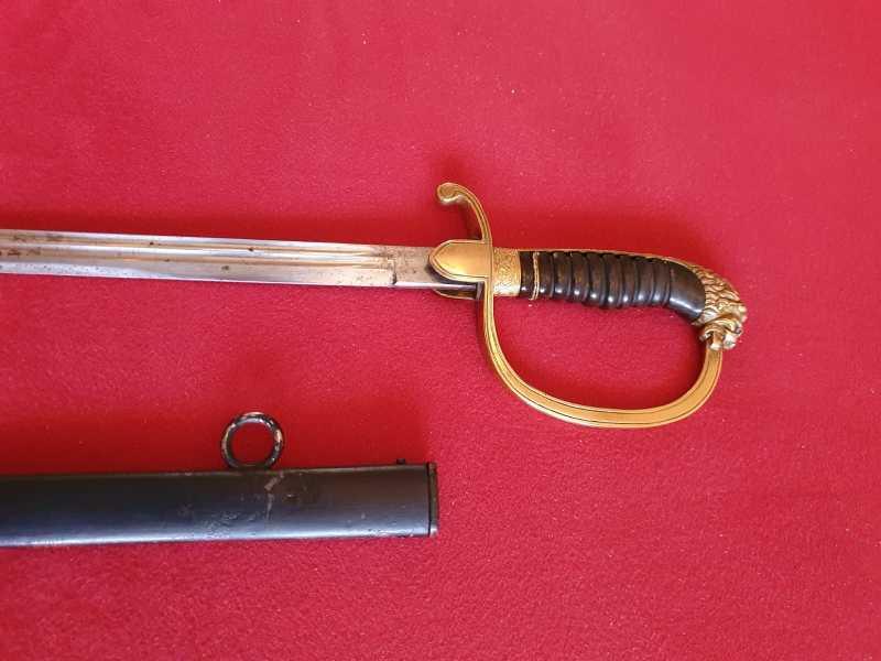 Original Bayrischer Löwenkopf Infanterie interims Extra Degen für Offiziere mit Scheide – Bild 3