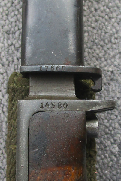 Norwegisches Krag Jörgensen Bajonett Seitengewehr M.1894 Wehrmacht Kongsberg mit Hohlkehle selten ph – Bild 4