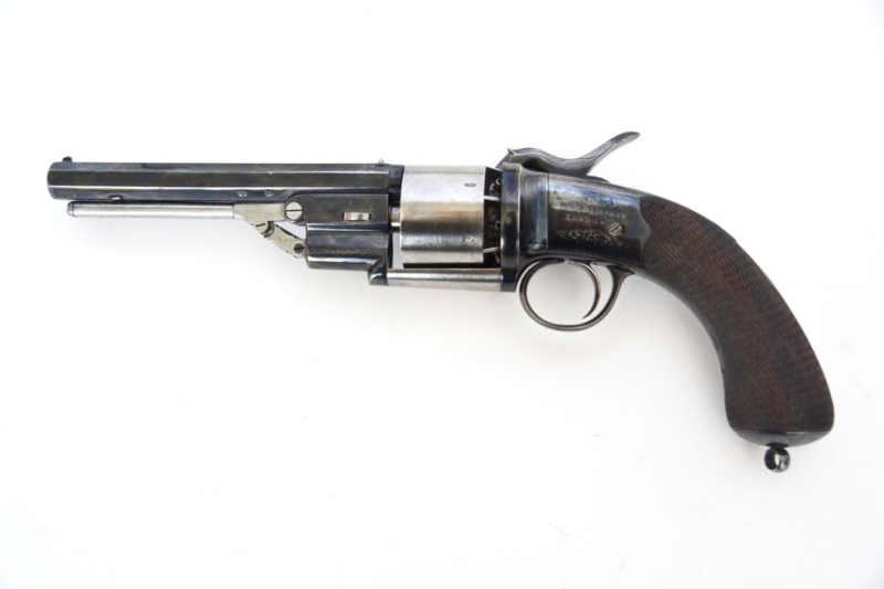 Perkussionsrevolver John Blisset Patent, London, Kaliber .44, überarbeitet, neu brüniert, Sammlerw. – Bild 1