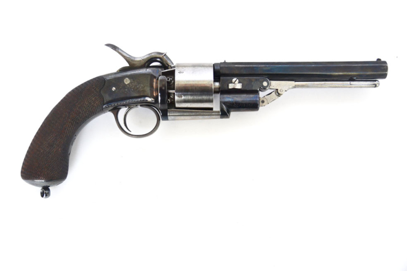 Perkussionsrevolver John Blisset Patent, London, Kaliber .44, überarbeitet, neu brüniert, Sammlerw. – Bild 2