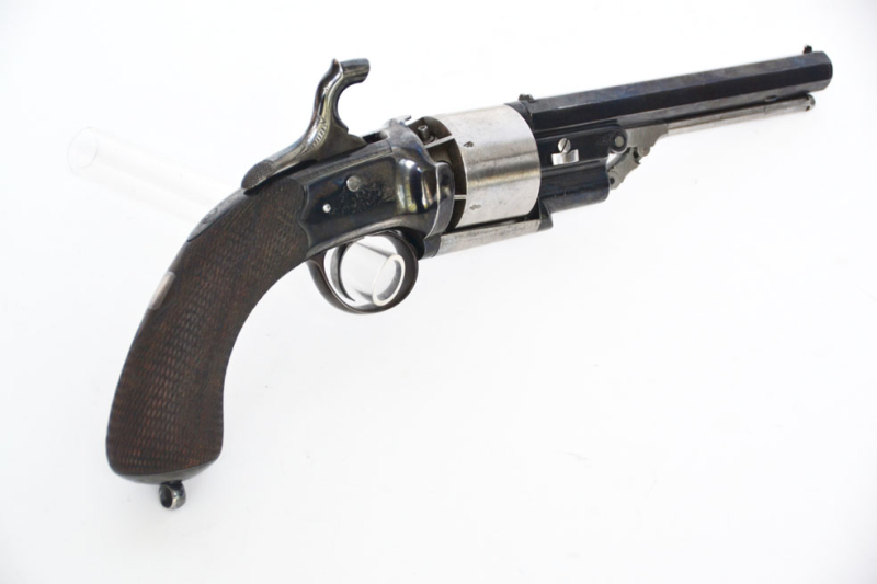 Perkussionsrevolver John Blisset Patent, London, Kaliber .44, überarbeitet, neu brüniert, Sammlerw. – Bild 6