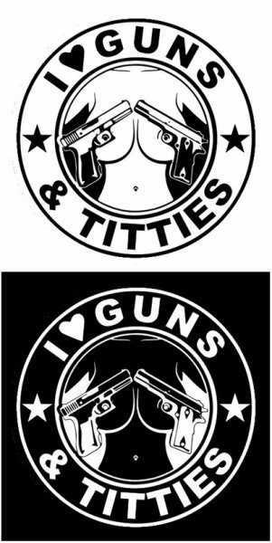 Auto-Aufkleber "I love Guns & Titties" – Bild 1
