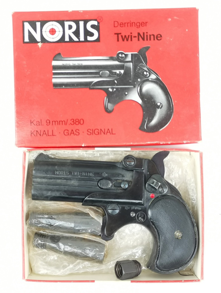 Schreckschusspistole Noris Derringer Twi-Nine PTB 276 Kal. 9mm R.K. in OVP mit 2 Abschussbecher – Bild 1