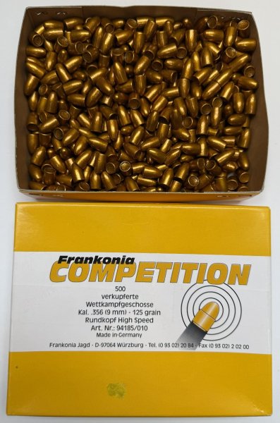 500St. Wettkampfgeschosse .356 (9mm) RK HS 125gr | verkupferte Geschosse, Frankonia! – Bild 1