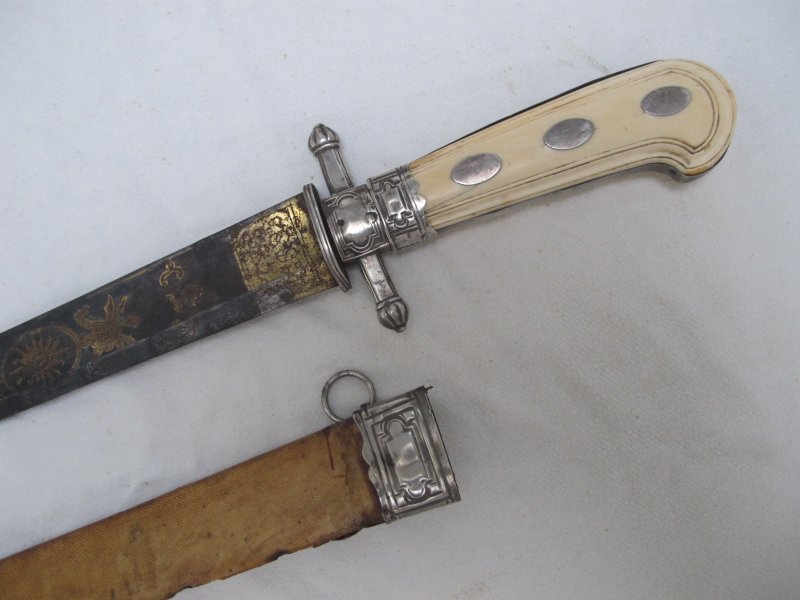 Wunderschöner Luxus Hirschfänger Silber mit Scheide ca. 1750-70 (Degen Säbel) – Bild 3