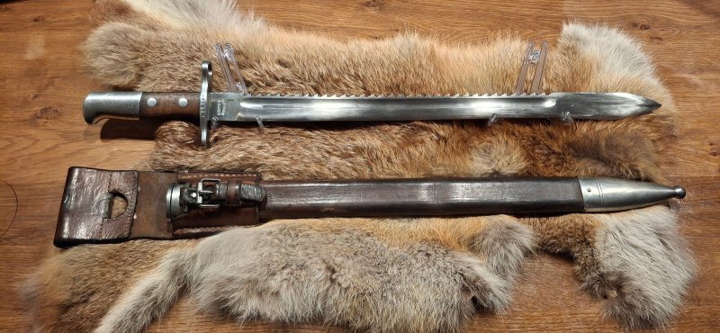 Schweizer Pionier-Sägebajonett M1878 Vetterli, S.J.C. Neuhausen, Scheide Koppel – Bild 1