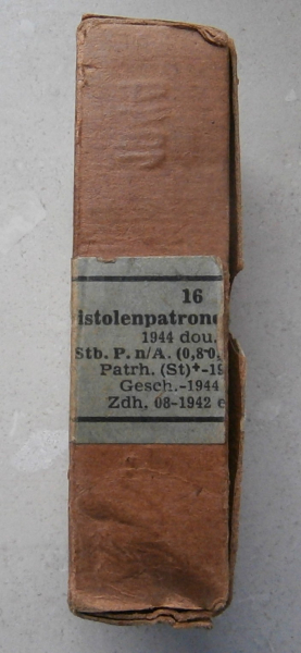 Wehrmacht Päckchen 9 mm Pistolenpatronen 08 m E dou – Bild 1