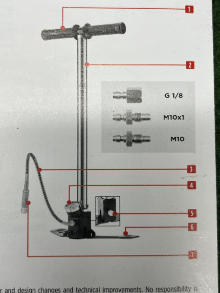Handpumpe für Pressluftwaffen+Füllschlauch und 4 Adapter max. 300 bar – Bild 2