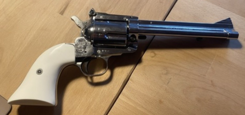 Reck Western Shooter 45 short in chrom mit weißen Griffen – Bild 2