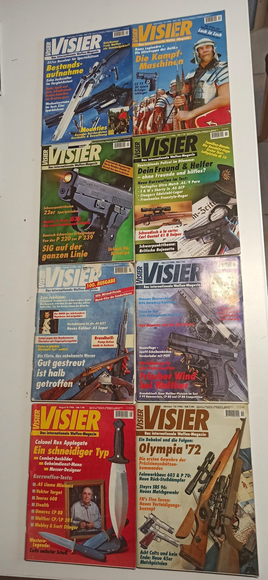 8x Visier Heft Waffenmagazin von 1996 Sig CZ Flinte Messer Revolver Walther HK – Bild 1